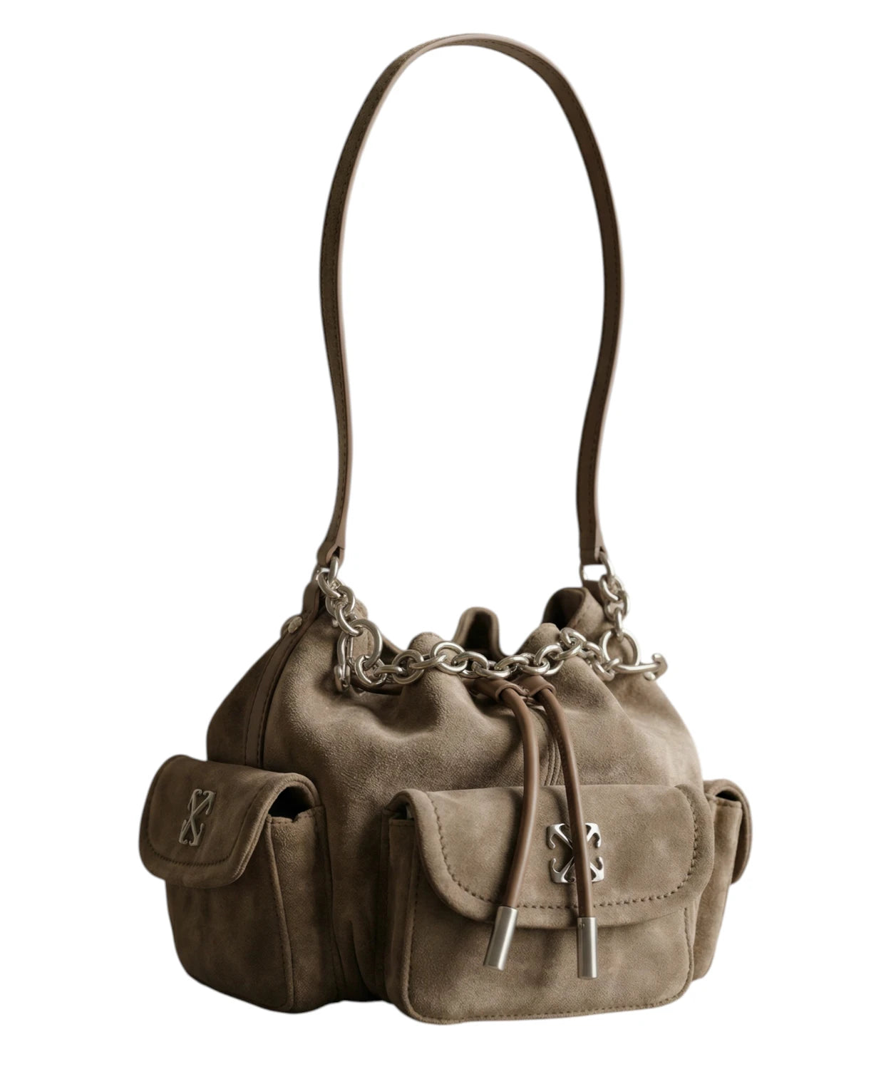 Off White Dumbo.B Suede Bucket Bag in Pelle Catena