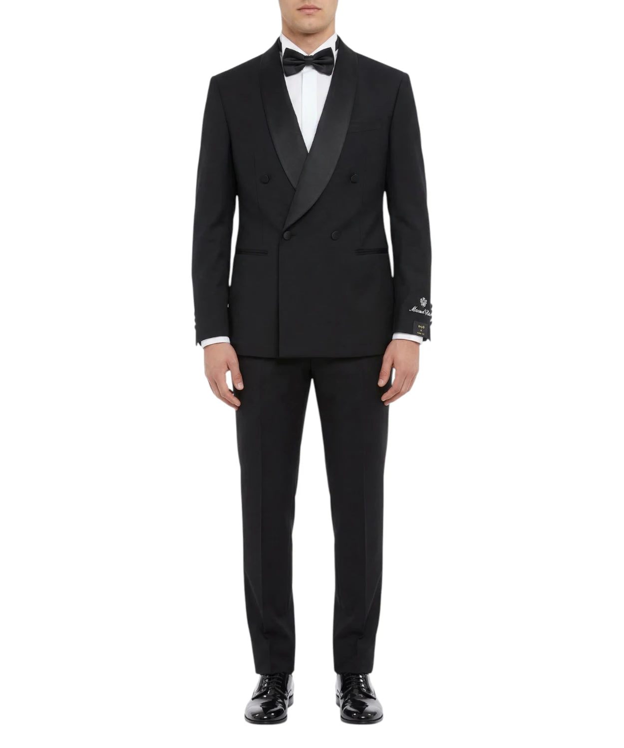 Abito Smoking Uomo Nero Collo Sciallato in Lana Stretch