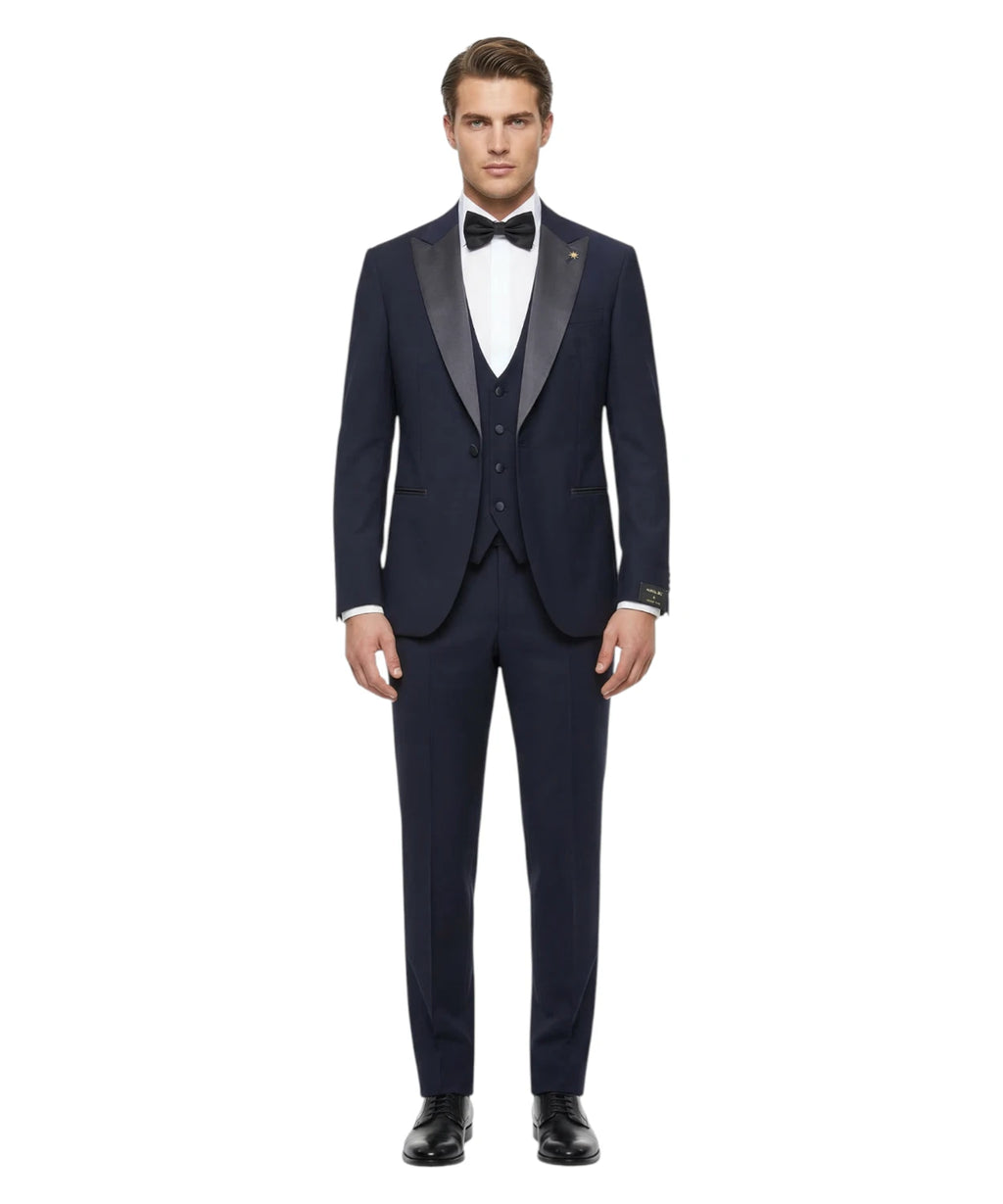 Costume smoking bleu trois pièces - Élégance et confort
