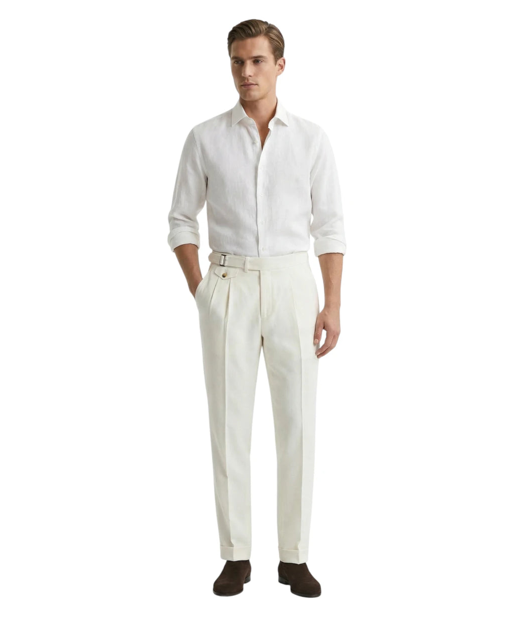 Pantalon blanc coupe sartoriale pour homme