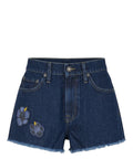 Shorts Musa en denim avec patchs floraux et perles