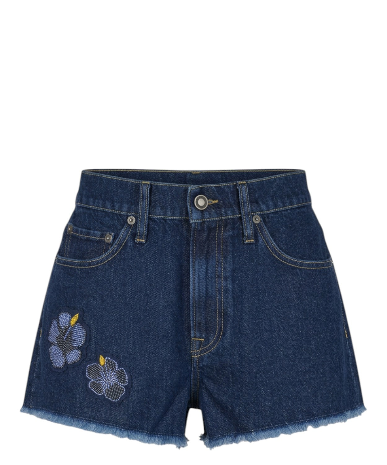 Shorts Musa en denim avec patchs floraux et perles