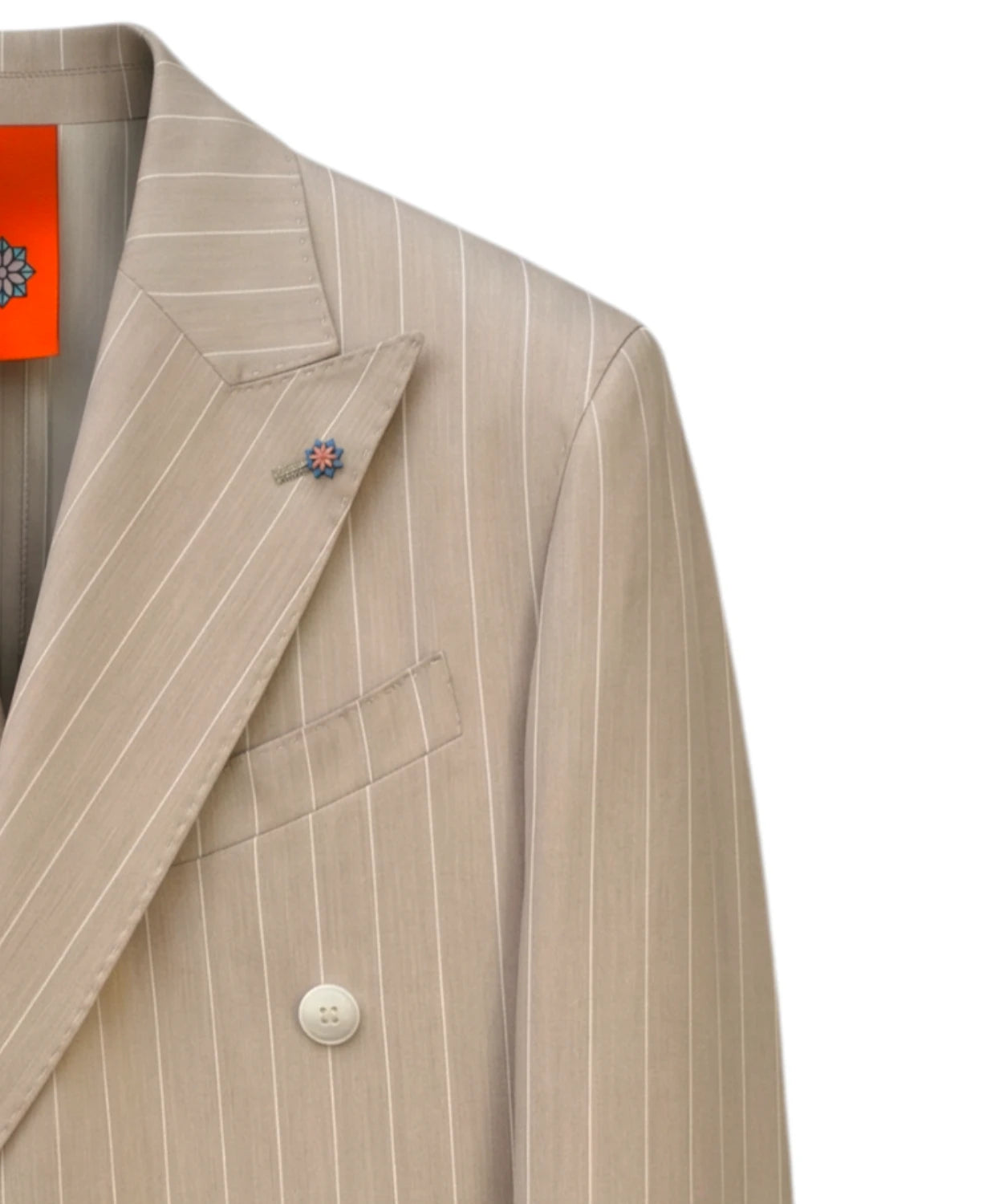 Abito Uomo Gessato Beige Slim Fit