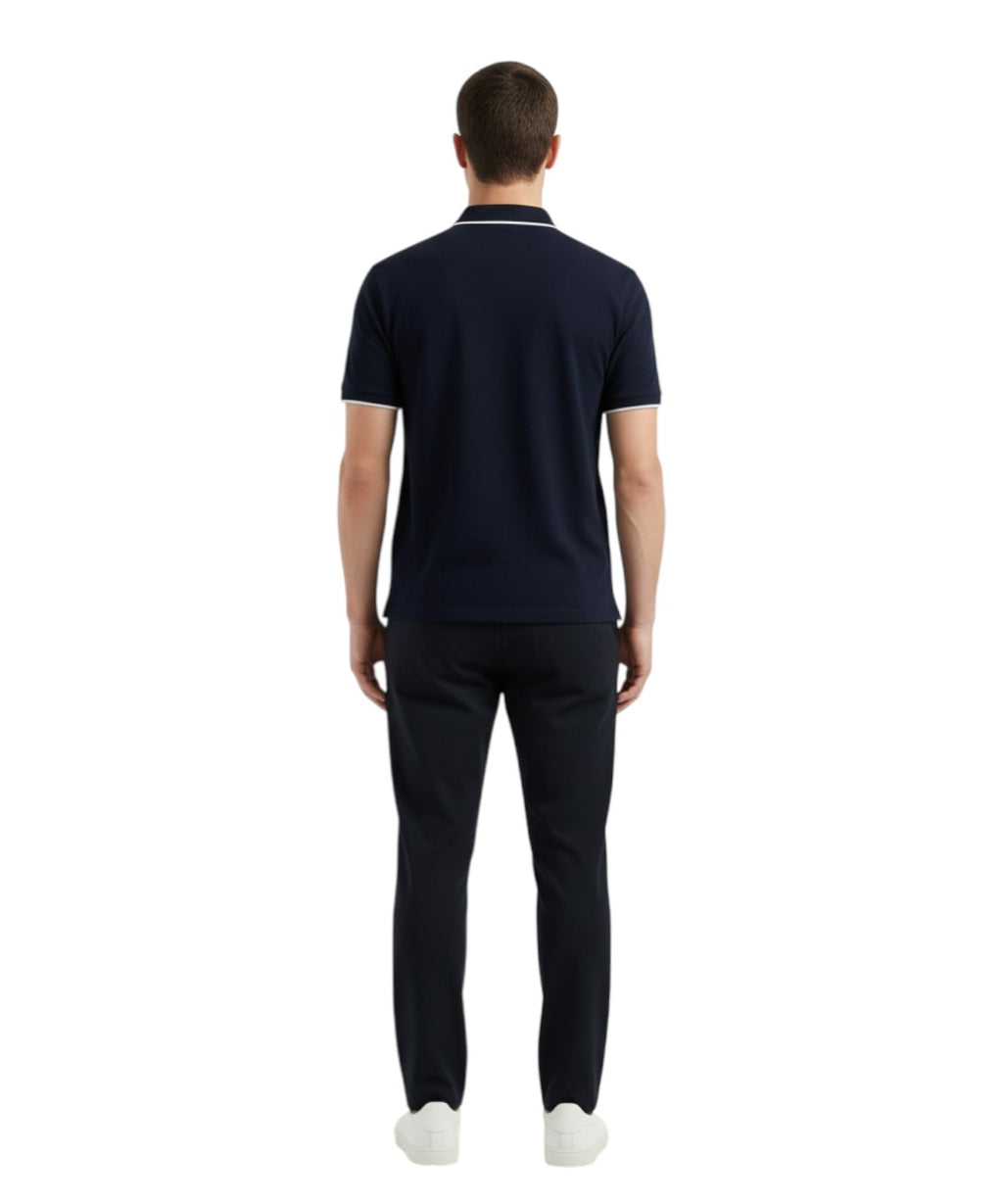 Polo homme en piqué de coton avec col en V Emporio Armani