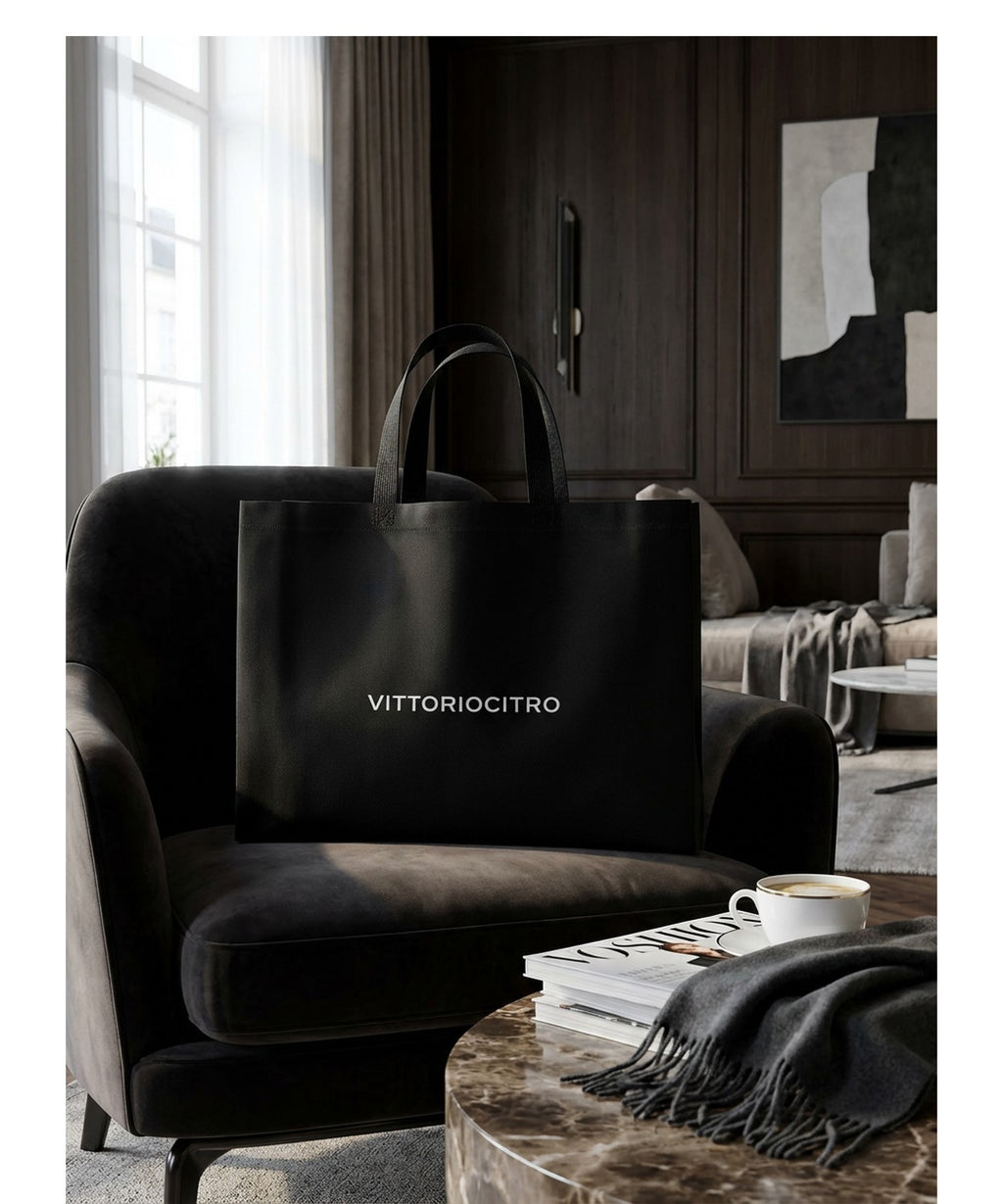 Vittoriocitro Borsa Shopper TNT Nera Manici Corti Resistente