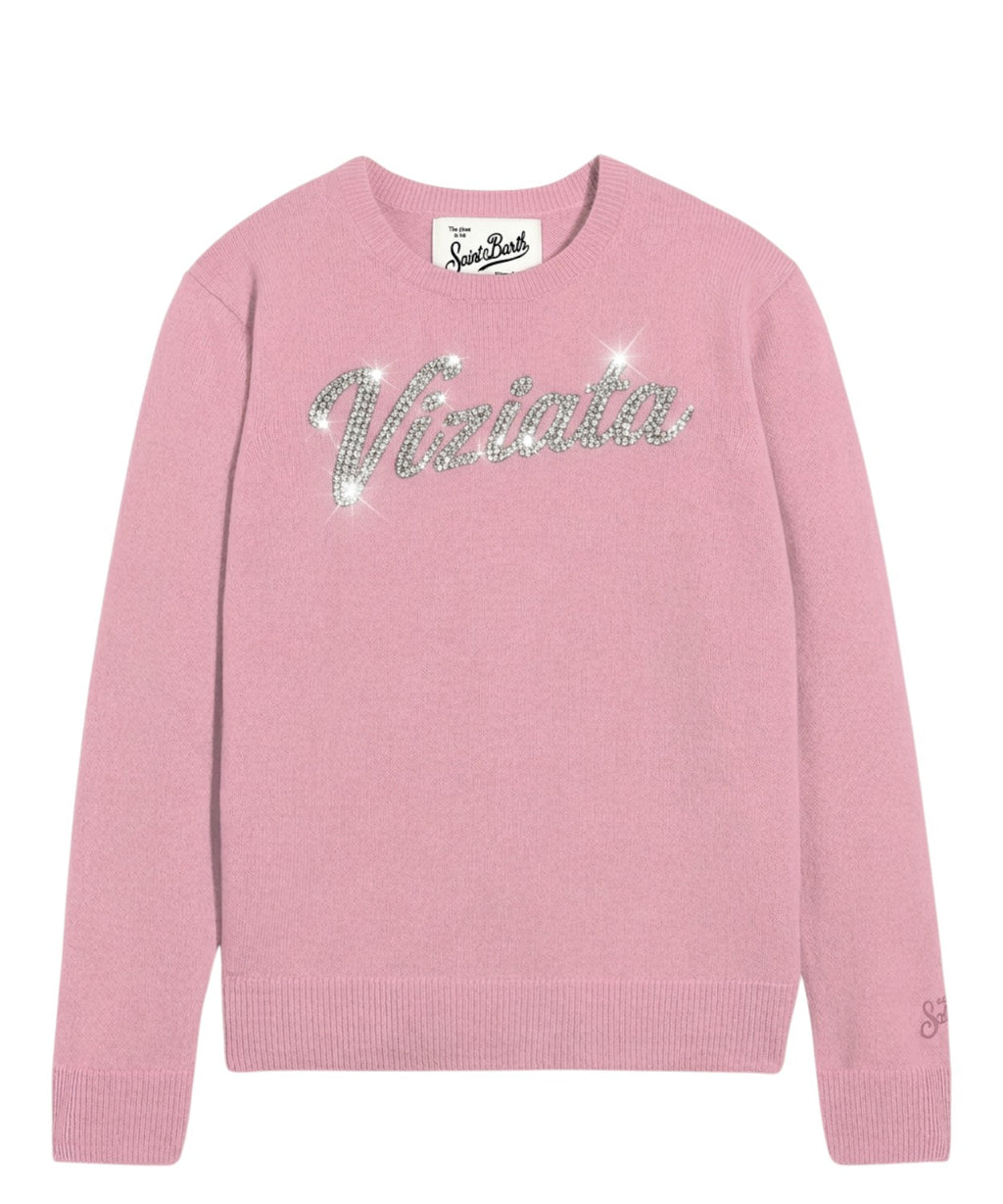 Maglione Alpaca New Queen con Scritta Strass VIZIATA