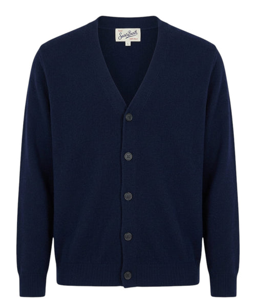 Cardigan Herrison in lana merino a coste inglesi