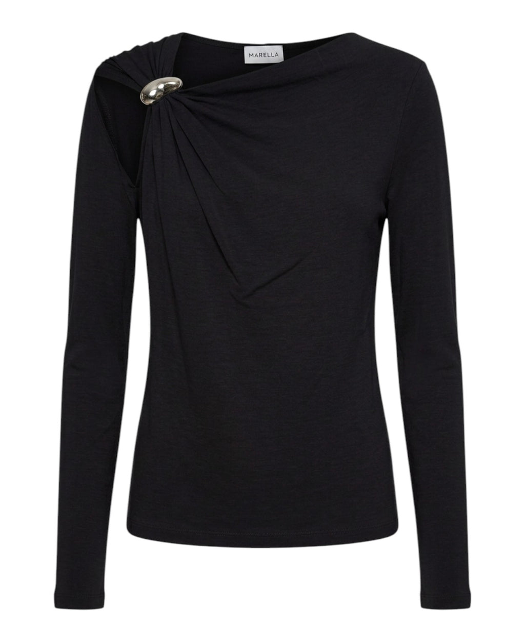 Maglia Marella TABACCO con Cut-Out e Dettaglio Gioiello