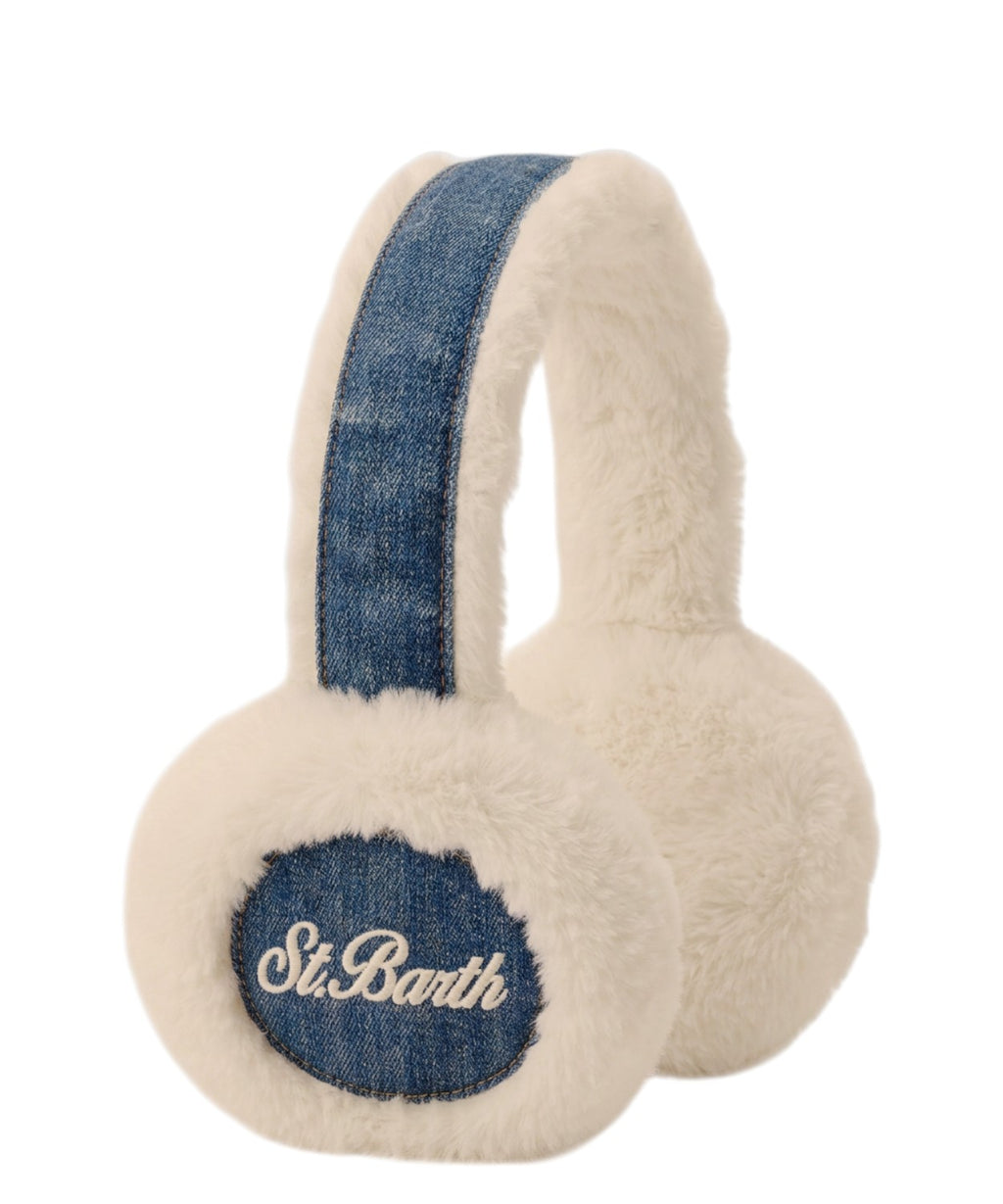 Cache-oreilles MC2 Saint Barth en denim et fourrure avec logo