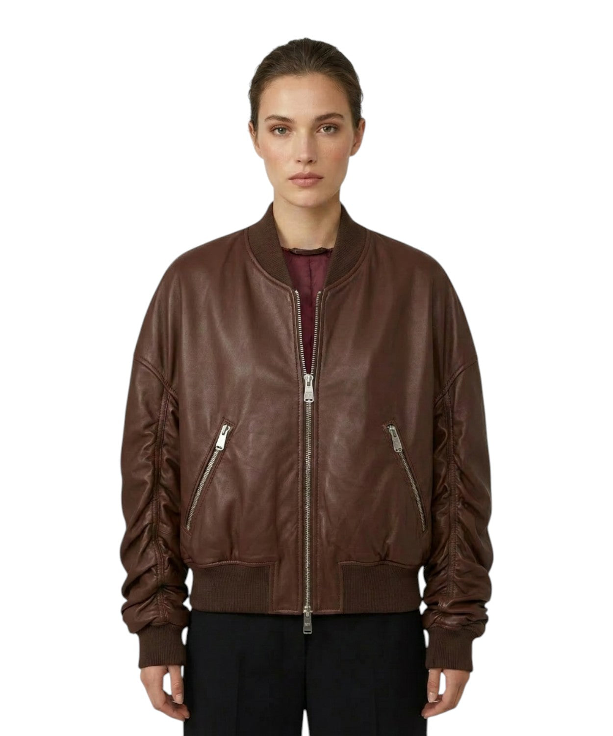 Dondup Bomber en nappa avec manches froncées