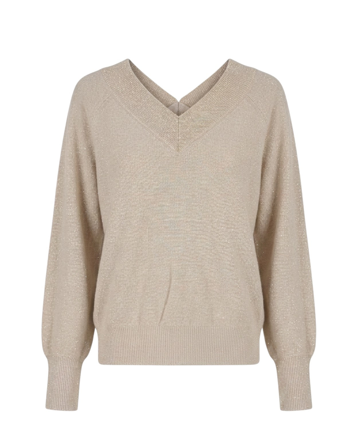 Maglione Marella Doppia in Lana con Scollo a V e Lurex