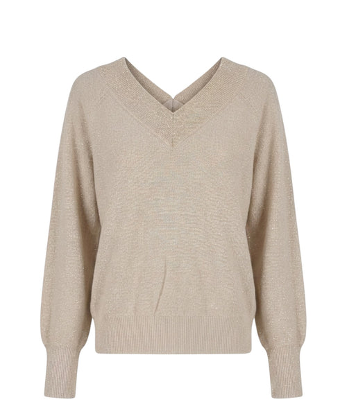 Maglione Marella Doppia in Lana con Scollo a V e Lurex