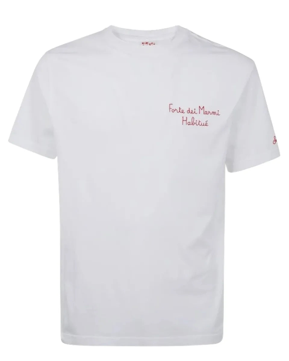T-shirt bianca con ricamo "Forte dei Marmi Habitué"-Mc2 Saint Barth-T-shirt-Vittorio Citro Boutique