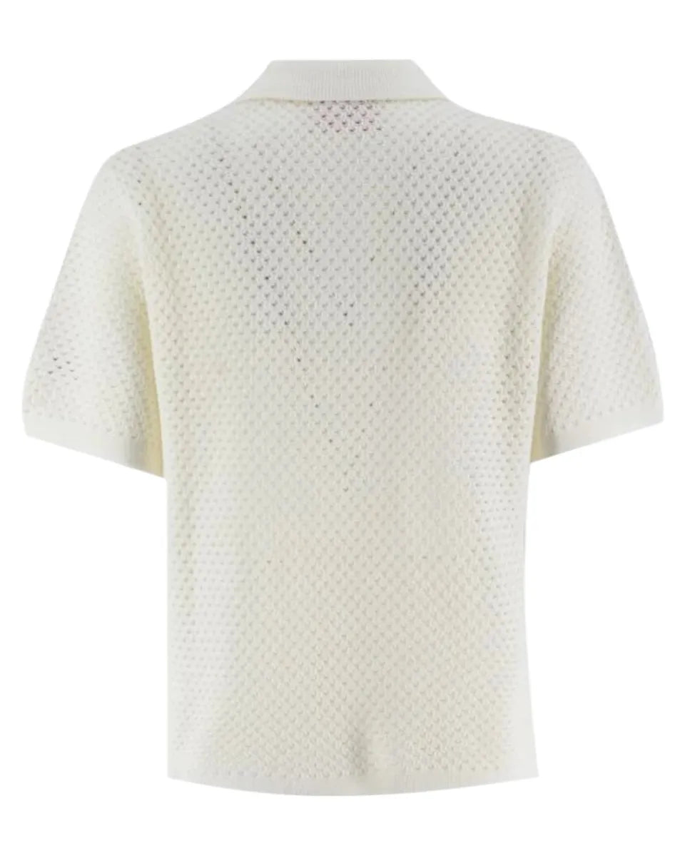Polo Pixie in maglia traforata con ricami e scollo a V-Mc2 Saint Barth-Polo-Vittorio Citro Boutique