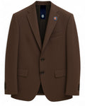 Abito Uomo Kobe elegante in misto lana marrone con giacca monopetto a due bottoni, ideale per cerimonie e look formali invernali.