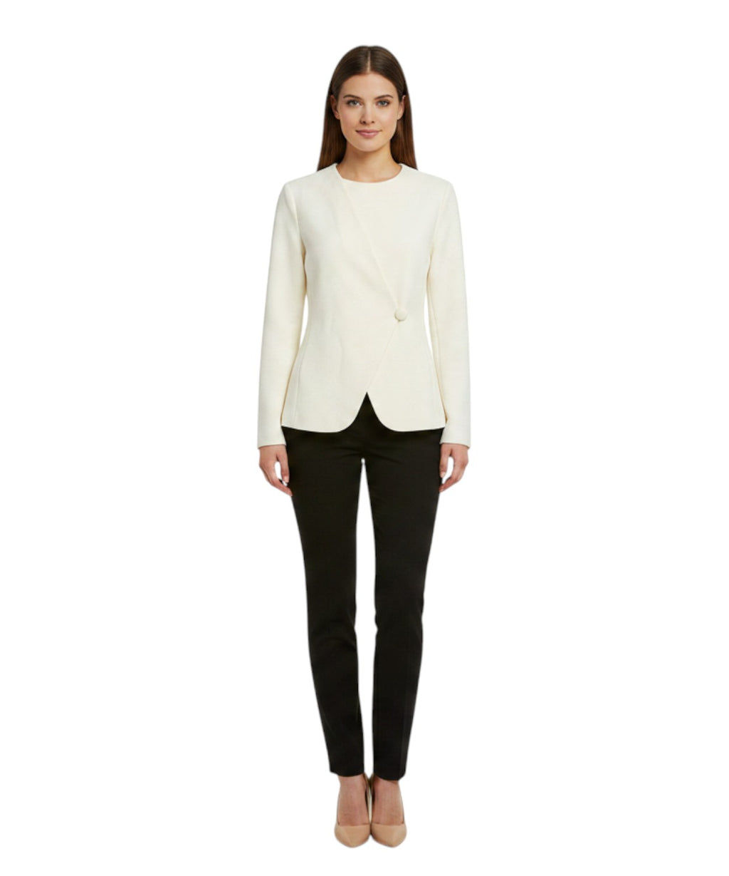 Veste femme en jersey ottoman avec fermeture asymétrique
