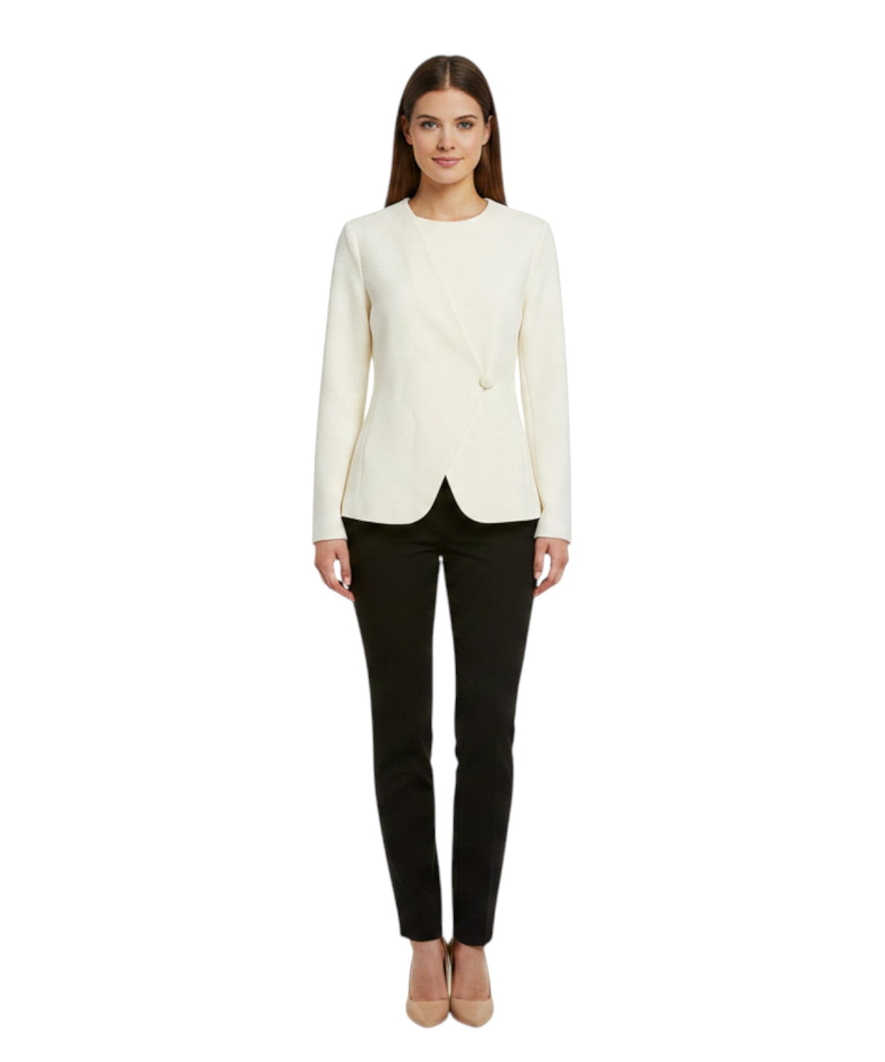 Veste femme en jersey ottoman avec fermeture asymétrique