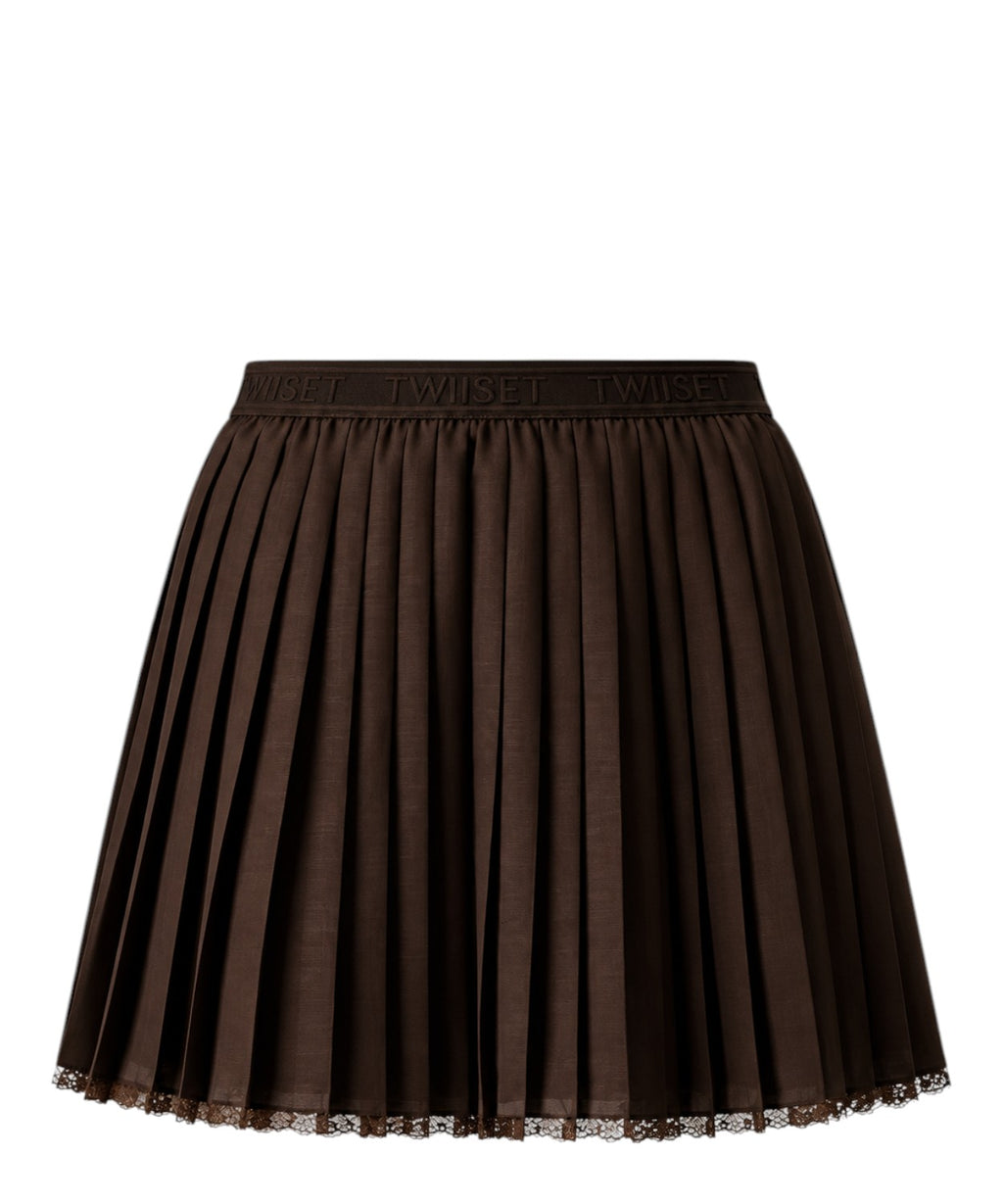 Jupe femme Twinset plissée mini à taille élastiquée