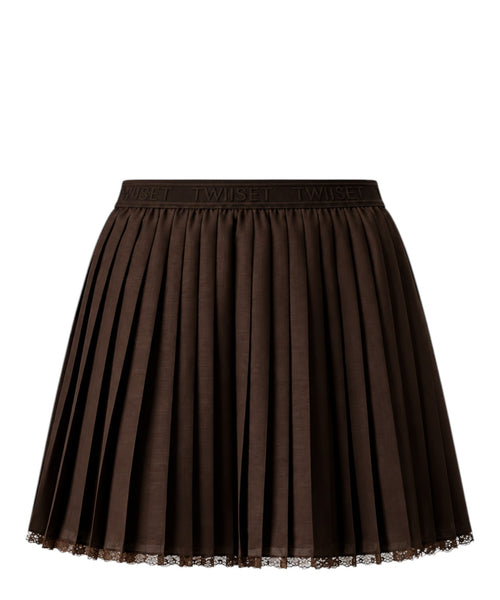 Jupe femme Twinset plissée mini à taille élastiquée