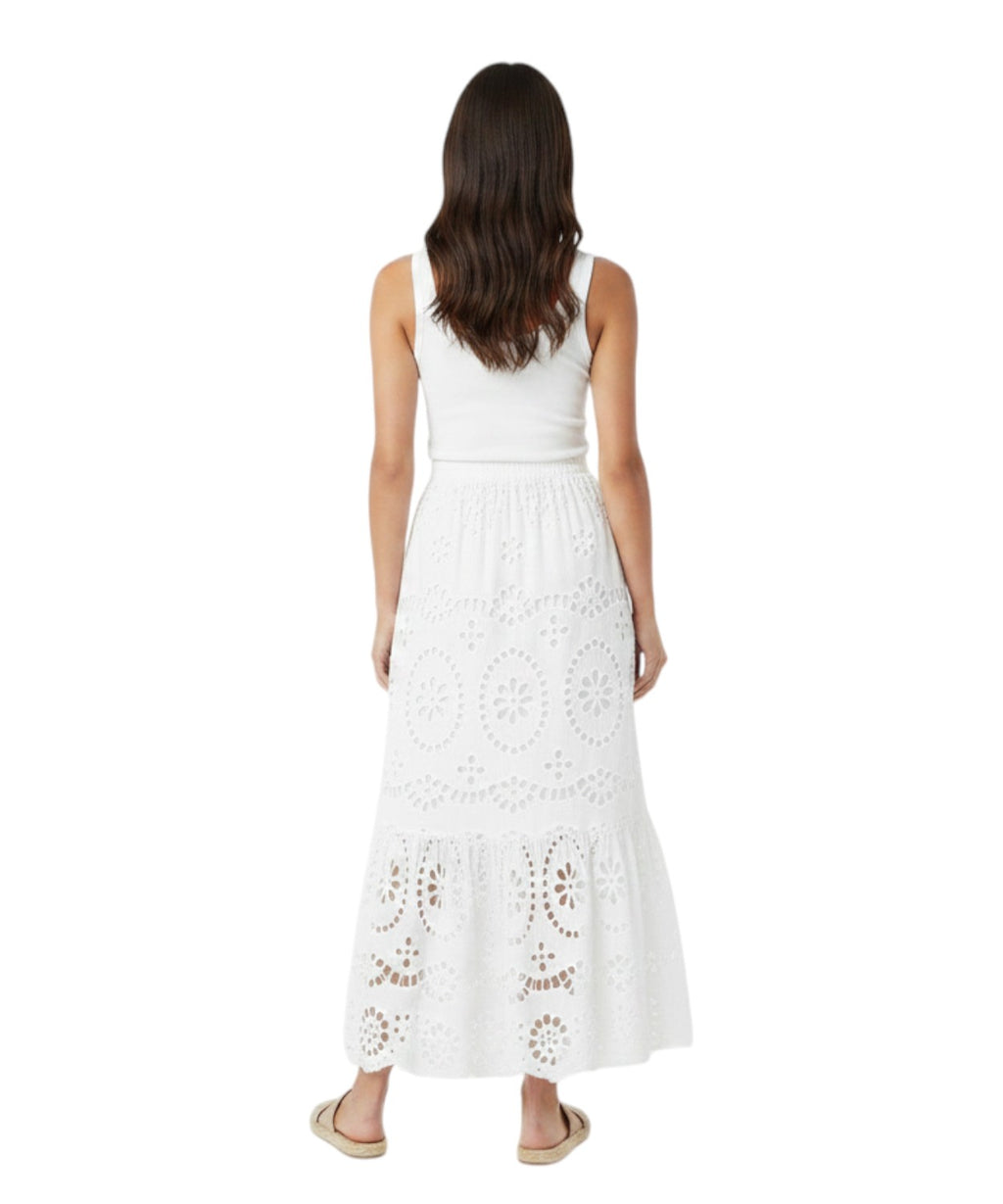 Jupe en coton sangallo avec volants pour un look estival