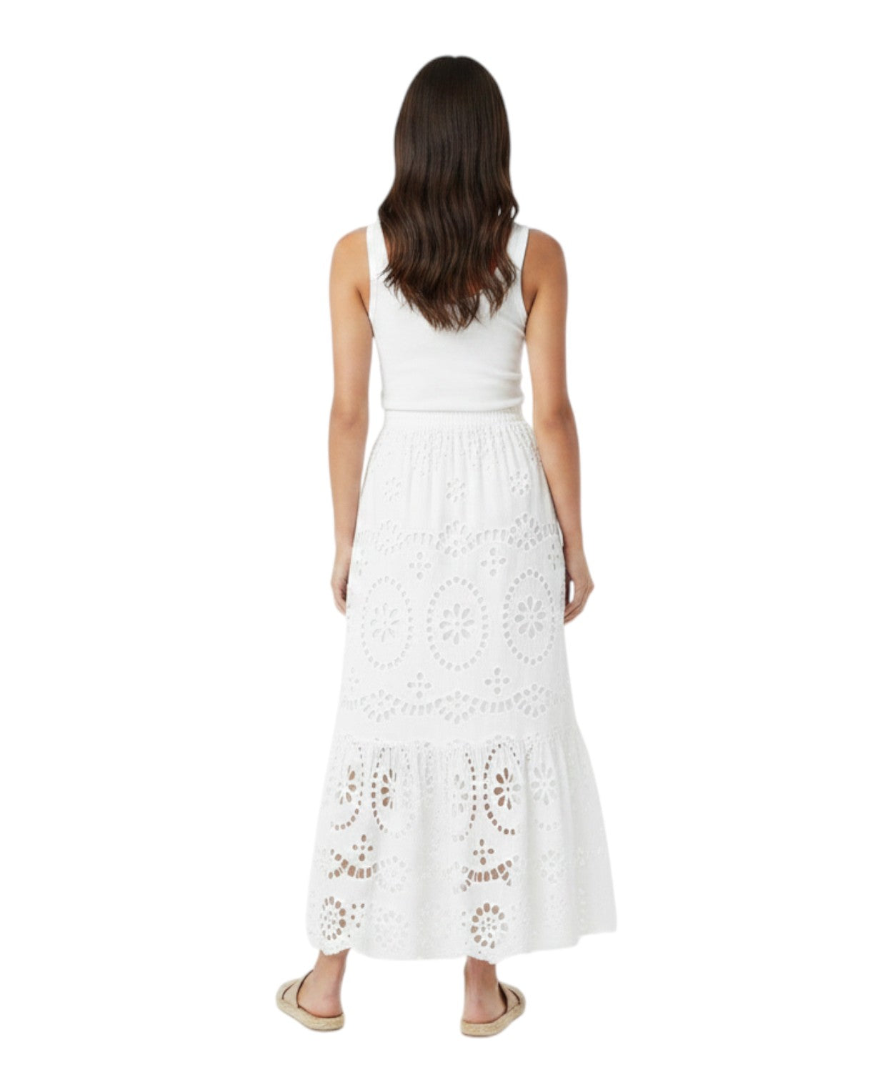 Jupe en coton sangallo avec volants pour un look estival