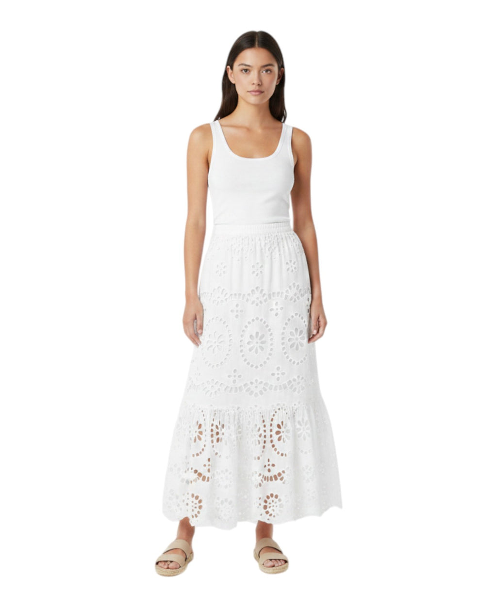 Jupe en coton sangallo avec volants pour un look estival