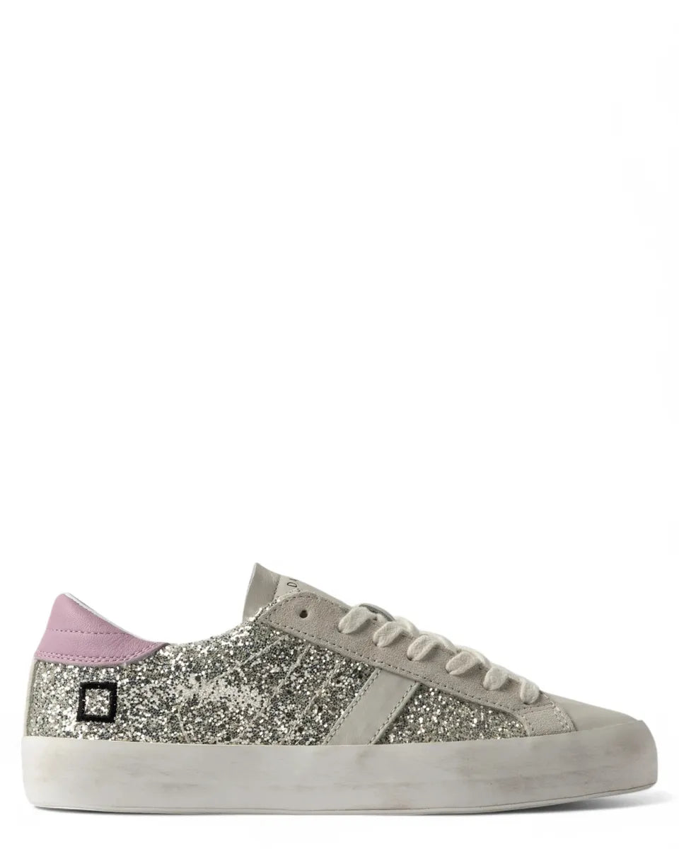 Sneakers Hill Low Glitter Platinum-D.A.T.E.-Sneakers-Vittorio Citro Boutique