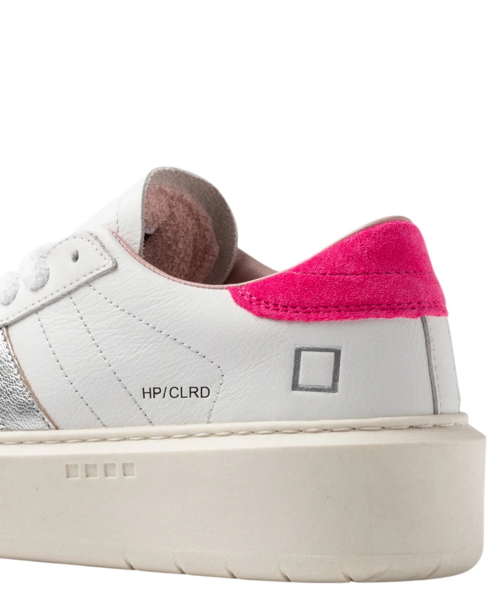D.A.T.E. Hill Low Baskets à Plateforme en Blanc Fuchsia