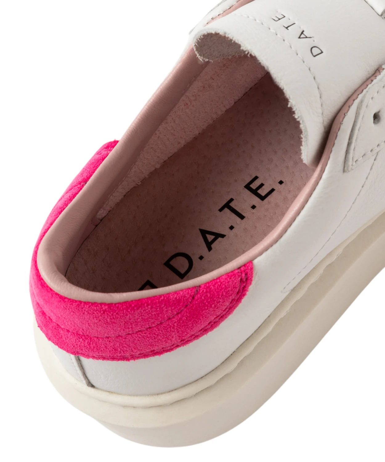 D.A.T.E. Hill Low Platform Sneakers in White Fuxia