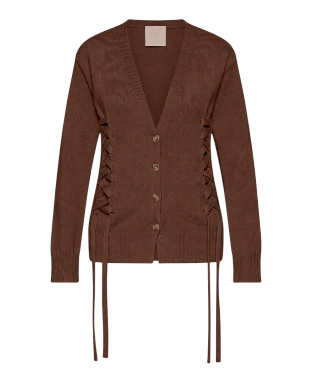 Cardigan pour femme en laine cardée avec détails corset