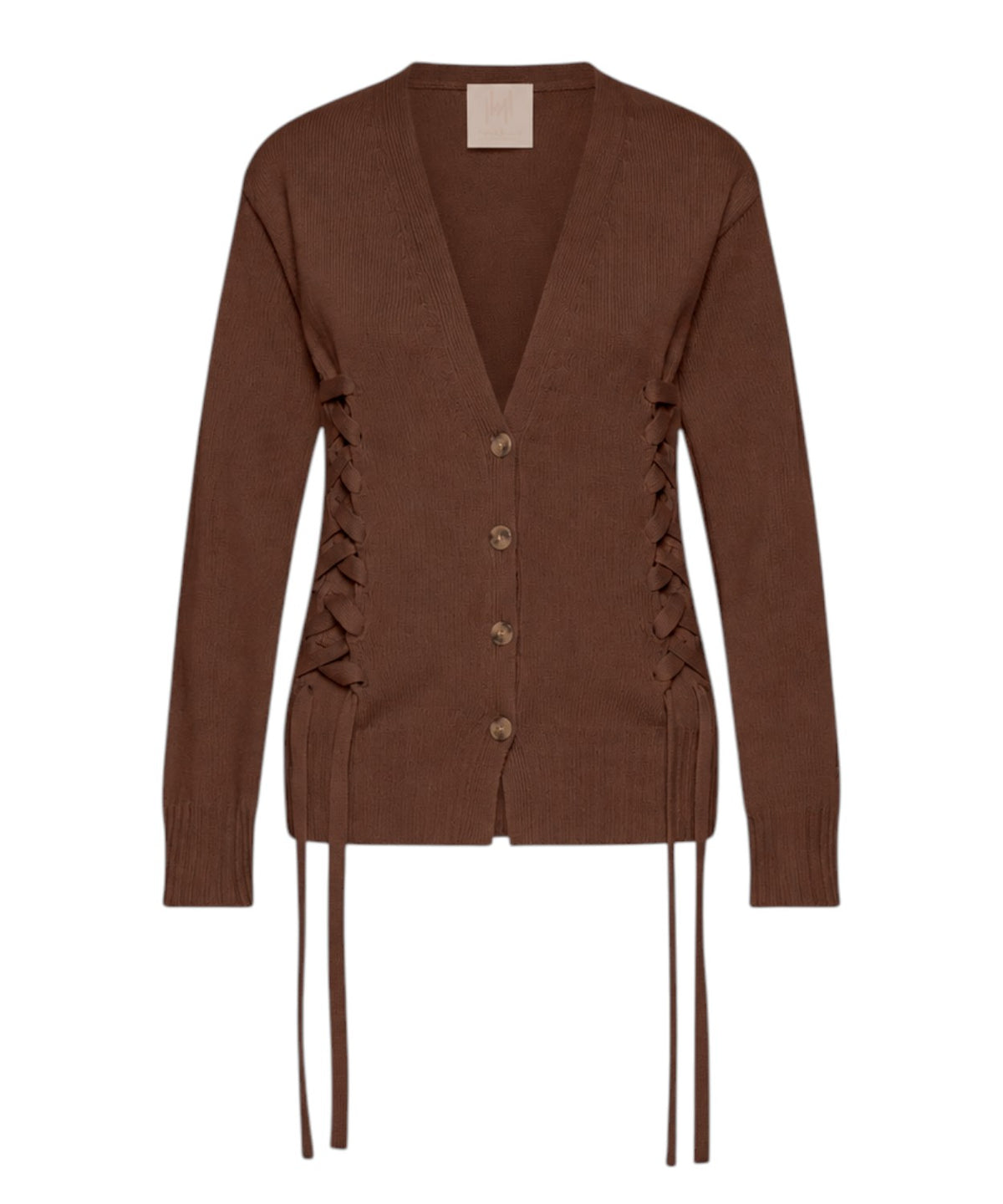 Cardigan pour femme en laine cardée avec détails corset