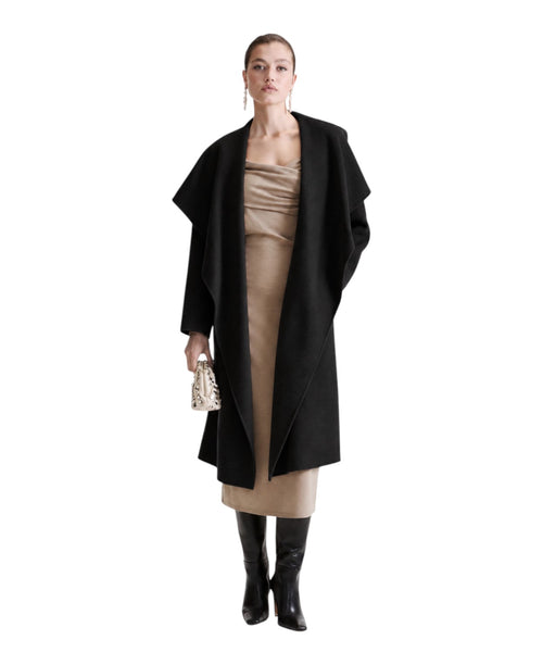 Manteau élégant pour femme en laine vierge avec ceinture