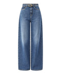 Jeans Twinset pour femme taille haute à jambes larges avec ceinture