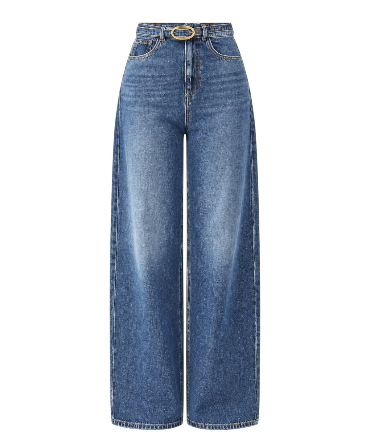 Jeans Twinset pour femme taille haute à jambes larges avec ceinture