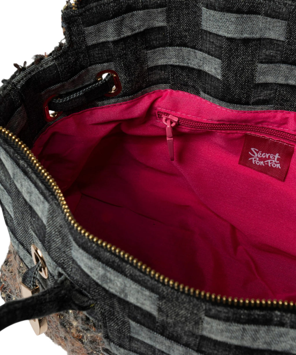Secret Pon Pon Jacklyn Bouclé Sac à main avec bandoulière