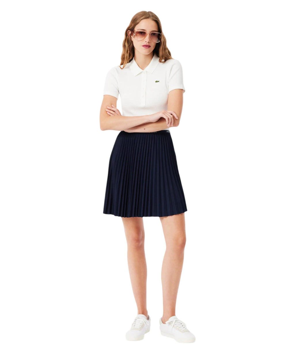 Jupe courte plissée en jersey Lacoste avec bande élastique à logo
