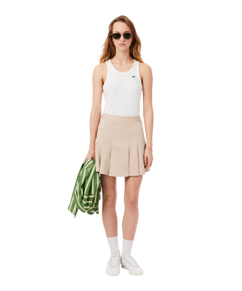 Jupe Courte Plissée Lacoste en Coton Élastiqué