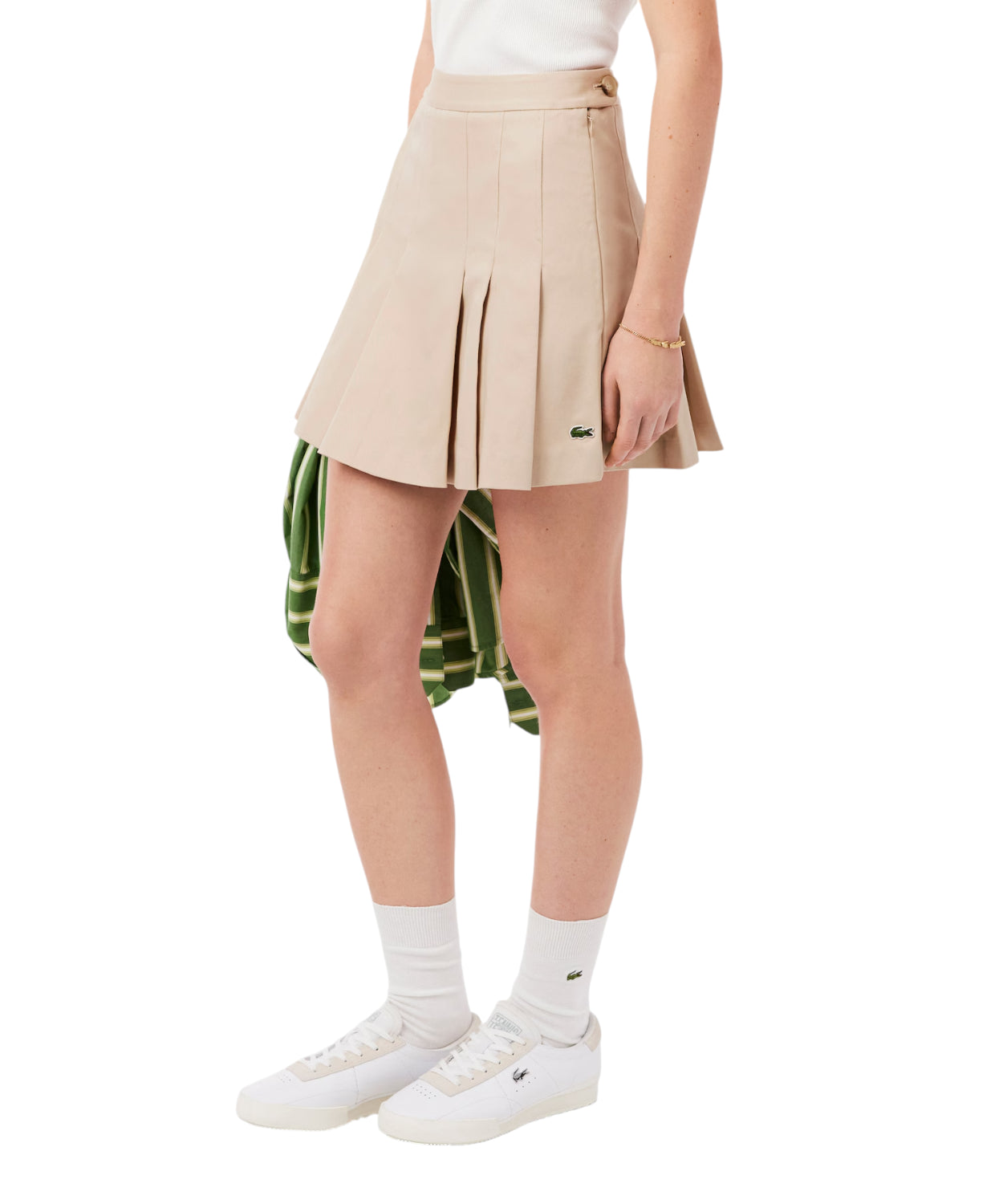 Gonna Corta Plissettata Lacoste in Cotone Elasticizzato