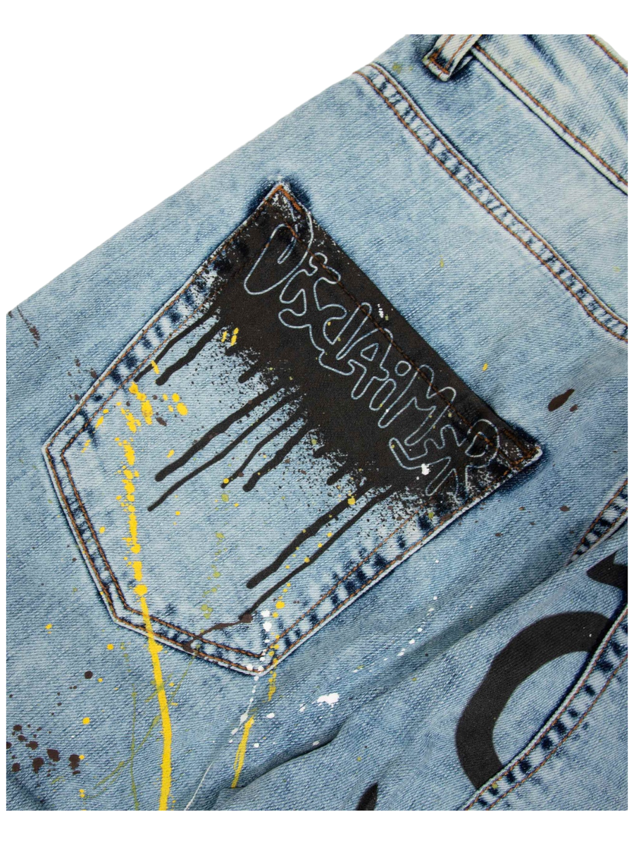 Jeans chiaro con stampe-Jeans-Disclaimer-Vittorio Citro Boutique