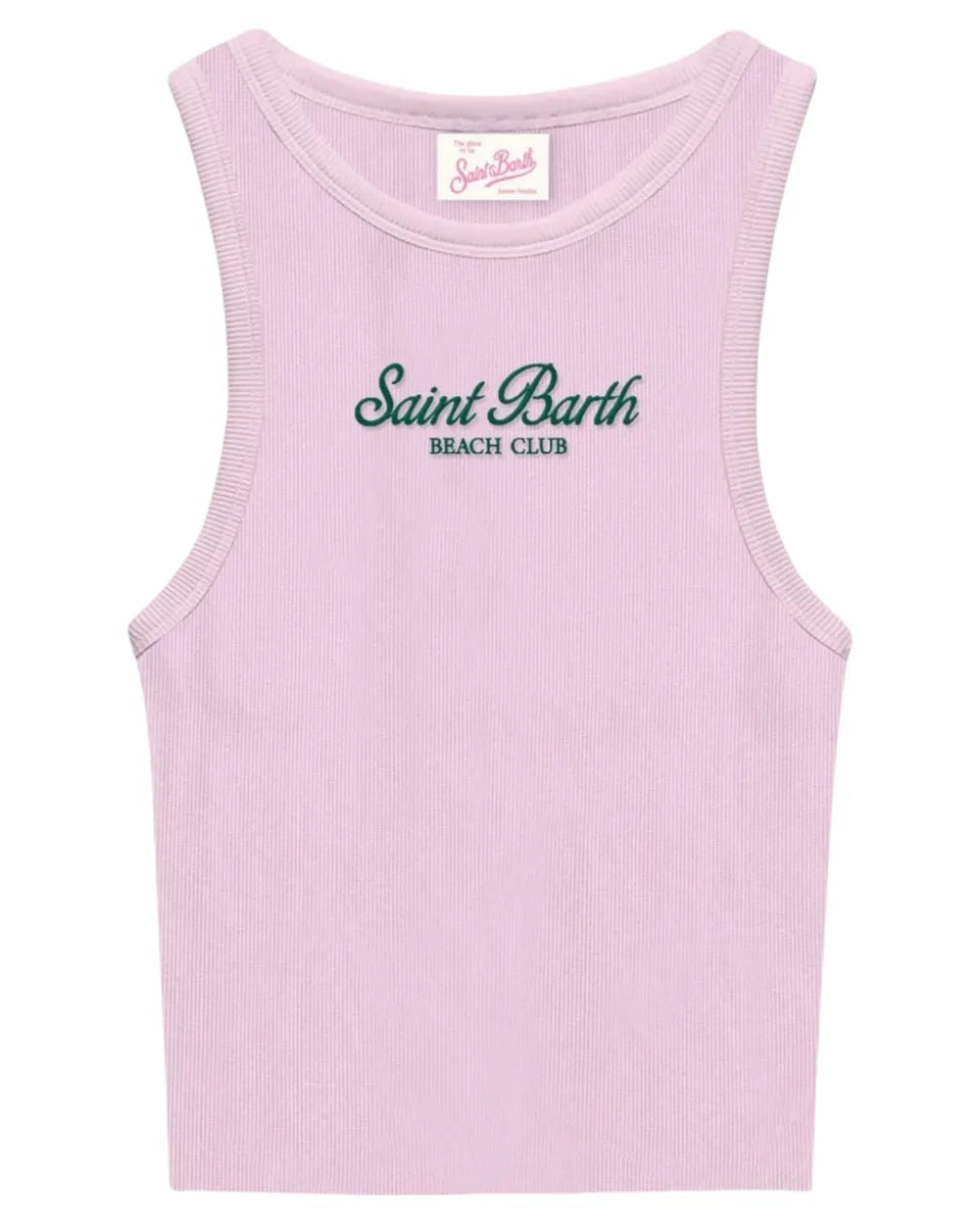 Canotta Ada in Cotone Elasticizzato con Logo Ricamato-Mc2 Saint Barth-Top-Vittorio Citro Boutique