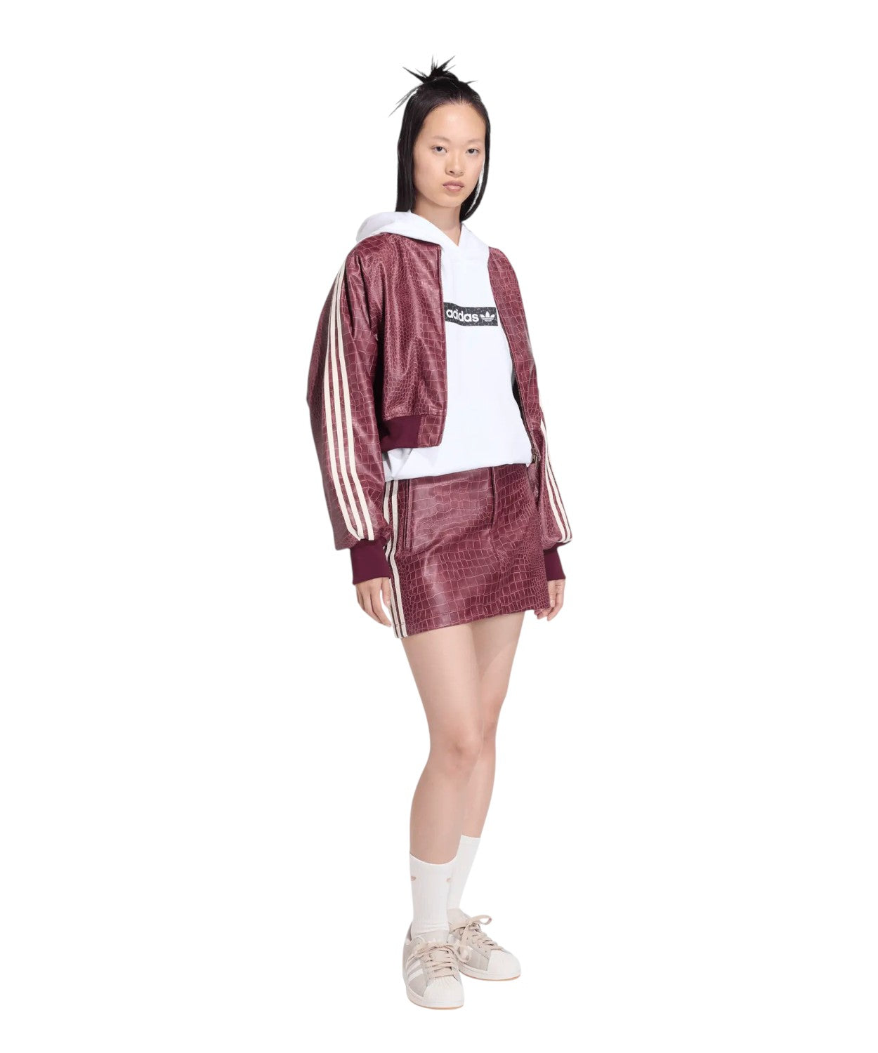 Pleather Mini Skirt with Zip Pockets in Similpelle