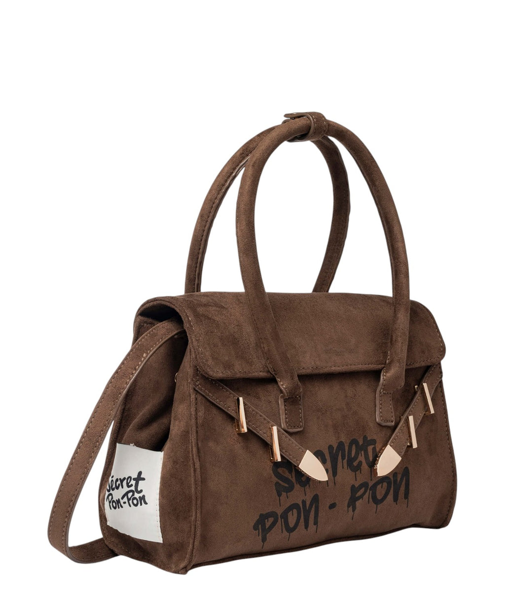 Sac Secret Pon Pon Keyla M en daim avec bandoulière