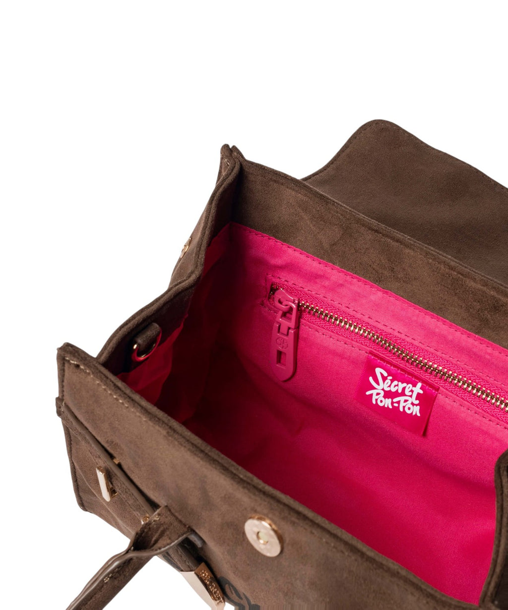 Sac Secret Pon Pon Keyla M en daim avec bandoulière