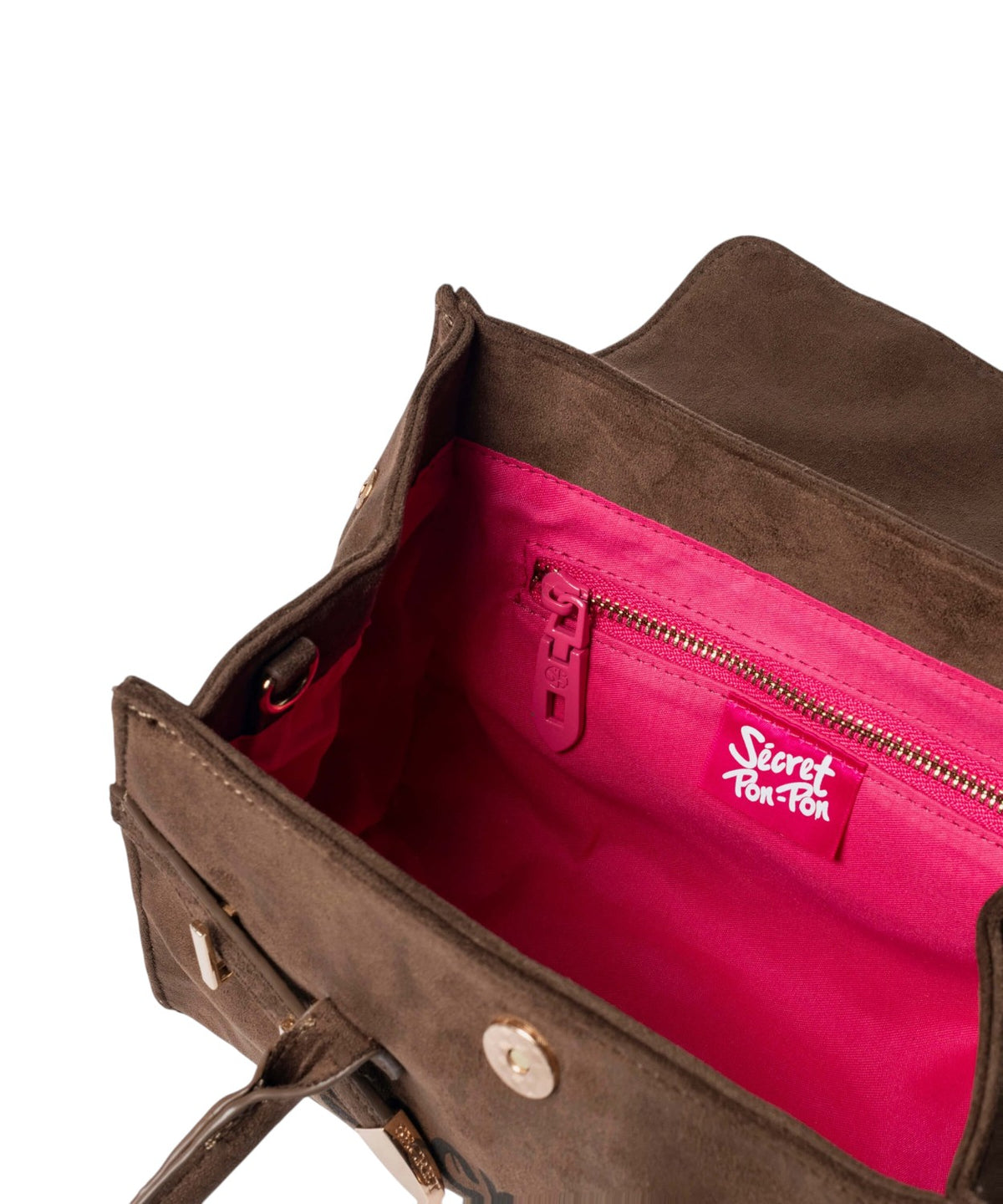 Sac Secret Pon Pon Keyla M en daim avec bandoulière