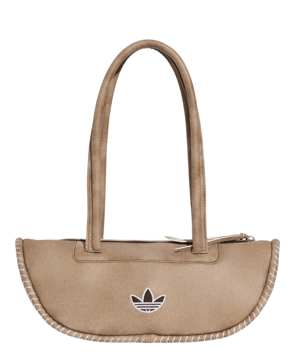 Sac de bowling allongé adidas beige avec logo Trefoil