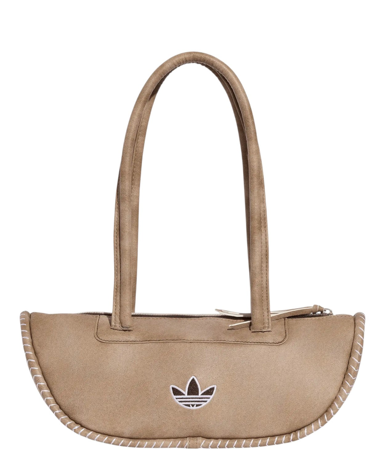 Sac de bowling allongé adidas beige avec logo Trefoil