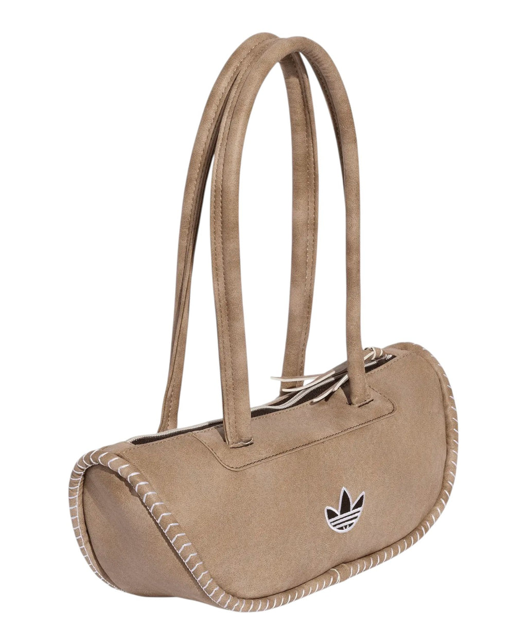 Sac de bowling allongé adidas beige avec logo Trefoil