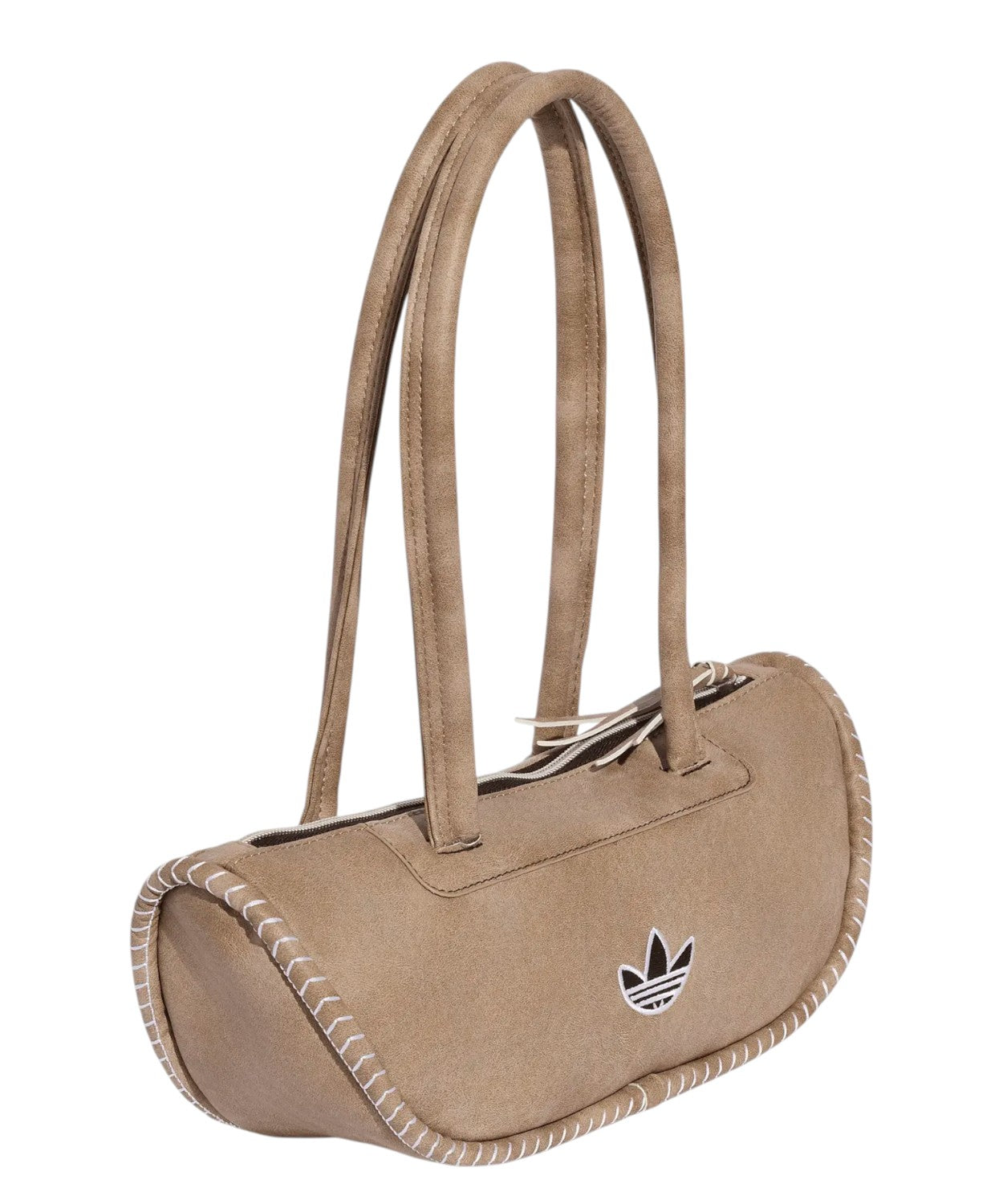Sac de bowling allongé adidas beige avec logo Trefoil