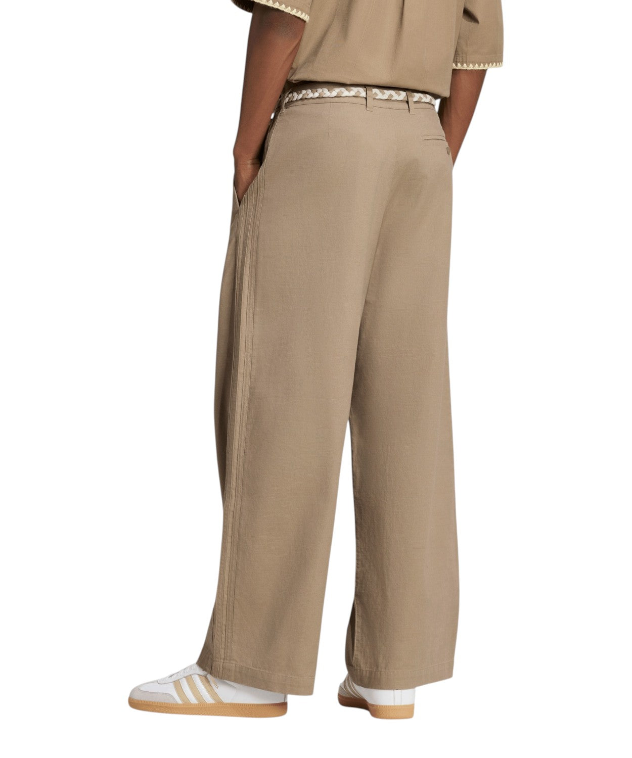 Pantaloni Rilassati adidas Originals in Cotone Beige