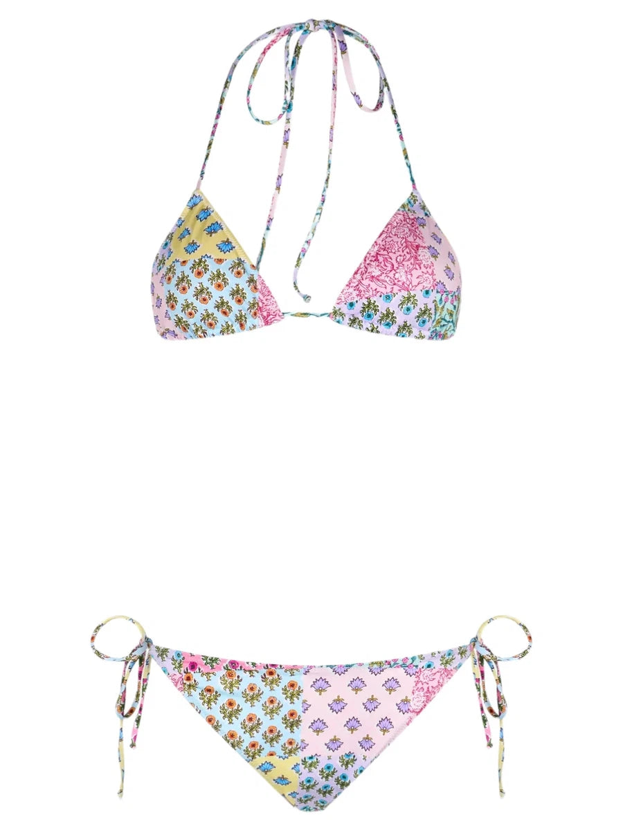 Bikini Leah Virgo a Triangolo con Patch Floreali-Mc2 Saint Barth-Costumi da bagno-Vittorio Citro Boutique